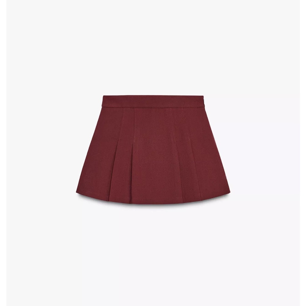 Zara Burgundy Pleated Mini Skort
